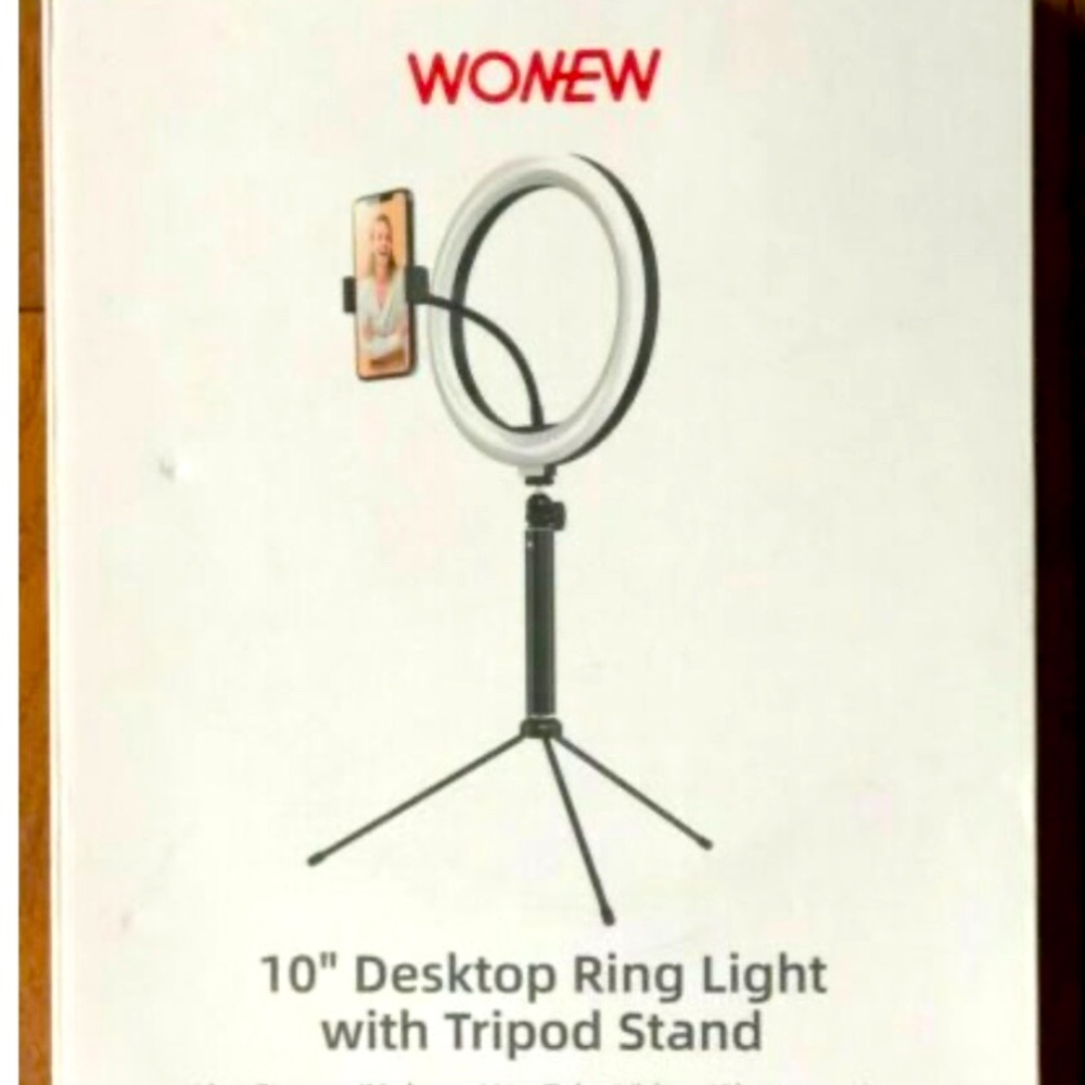 NWT Wonew 10" Selfie Desktop LED Ring Light Stand Phone Holder w/ Tripod Stand - Picture 2 of 7